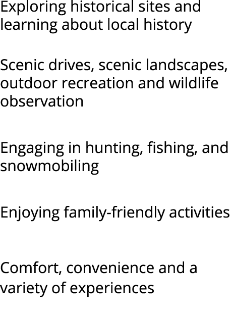 Exploring historical sites and learning about local history Scenic drives, scenic landscapes, outdoor recreation and ...